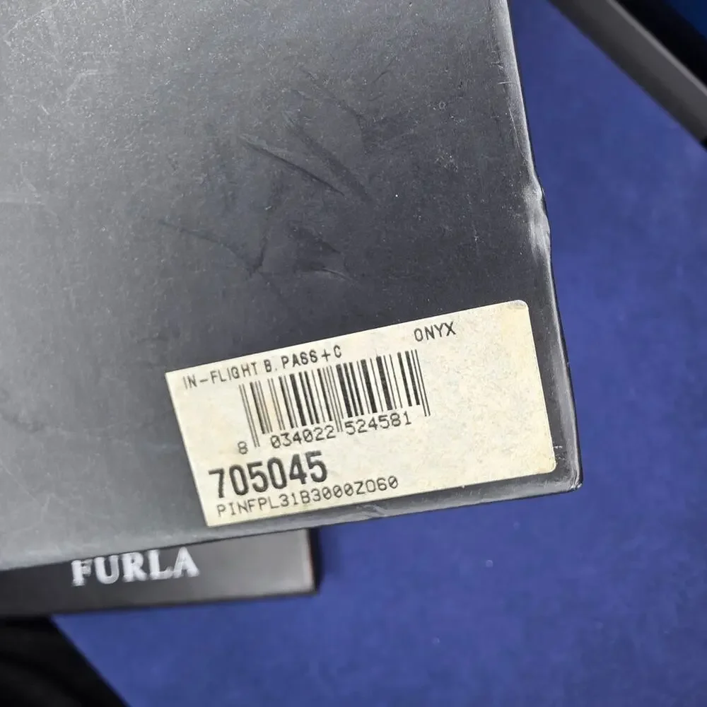 Furla In Flight Passport Card Holder Textured Leather New 1G